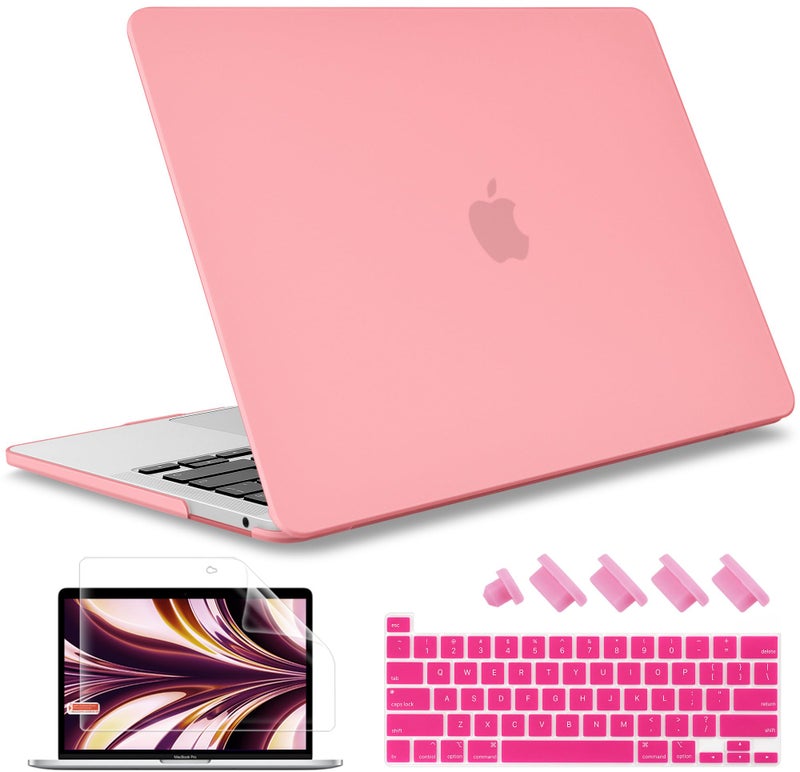 May Chen Compatible with MacBook Pro 13 inch Case 2022 2021 2020 Release Model A2338 M2 M1 A2251 A2289, Plastic Hard Shell Case Keyboard Cover for MacBook Pro 13 Touch Bar Fits Touch ID, Matte Pink - Image 1